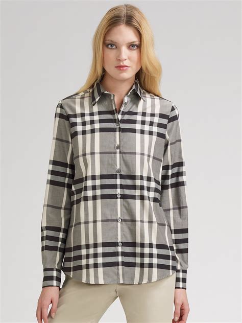 burberry check shirt ladies|Burberry Check cotton shirts.